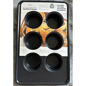 Alta 6 Cup Muffin Pan Nonstick Carbon Steel Oven Safe 450F Black Scratched